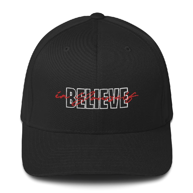 baseball hat fan cave -  Believe in yourself Typography Baseball Cap