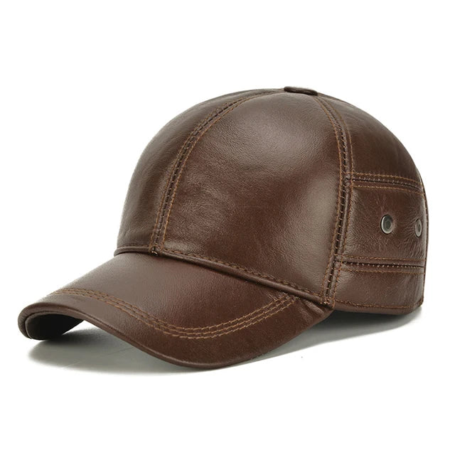 baseball hat confidence lift -  Bronze Aura Cowhide Leather Baseball Cap - Fushia