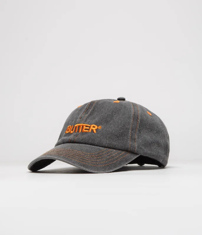 baseball hat vast appeal -  Butter Goods Rounded Logo Cap - Black / Orange