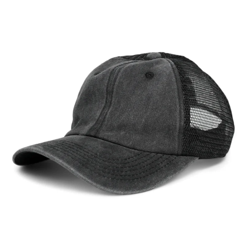 baseball hat old school vibe -  Chokore Denim Baseball Cap with Mesh Detailing (Black)