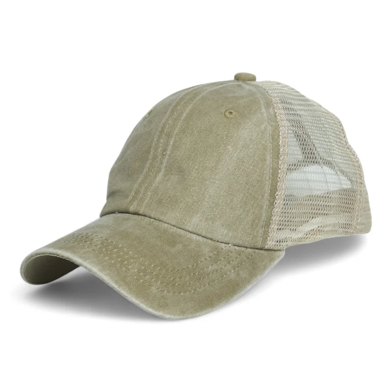 baseball hat world class -  Chokore Denim Baseball Cap with Mesh Detailing (Khaki)