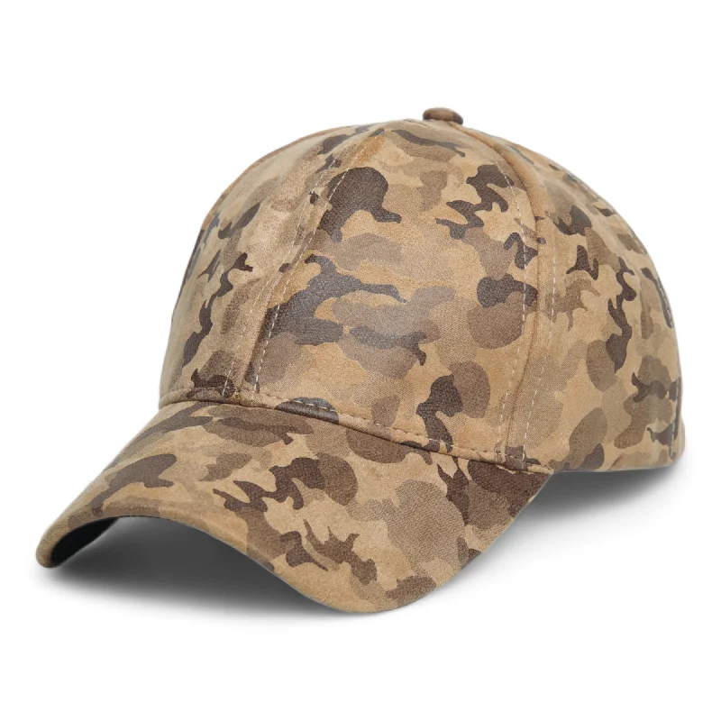 baseball hat playoff gear -  Chokore Suede Camouflage Curved Brim Baseball Cap (Light Brown)