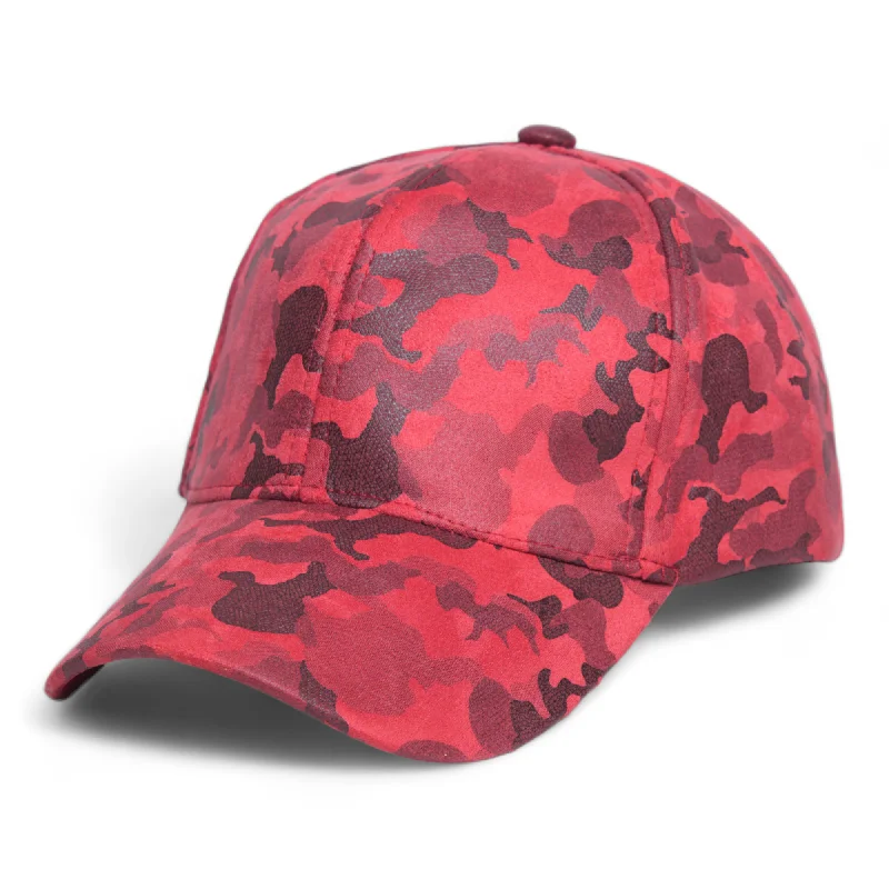 baseball hat tailgate essential -  Chokore Suede Camouflage Curved Brim Baseball Cap (Red)