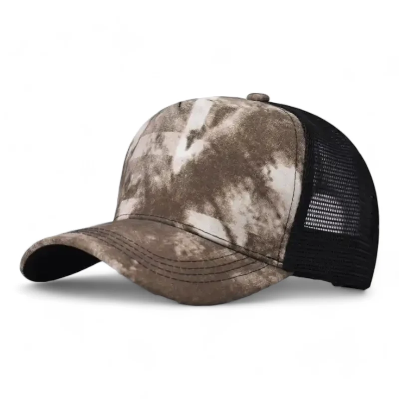 baseball hat know how -  Chokore Tie-dyed Mesh Baseball Cap (Khaki)