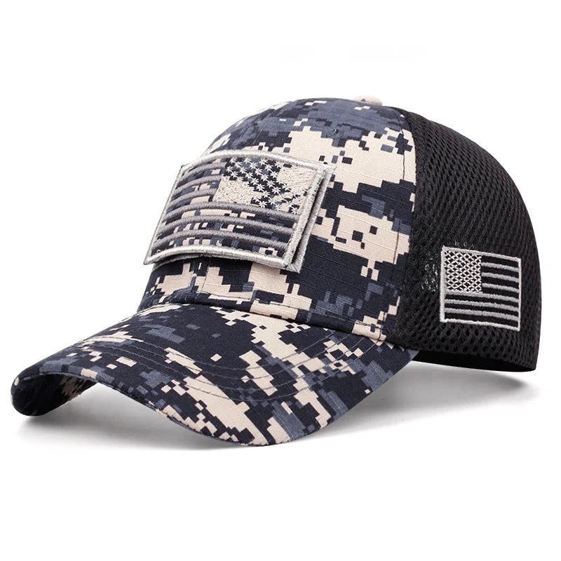 baseball hat quick-adjust -  Digital Camo American Flag Patch Trucker Hat - Fushia