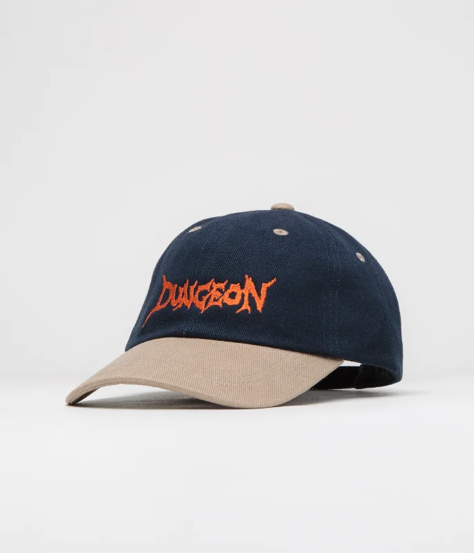 baseball hat friends unite -  Dungeon Embroidered Logo Cap - Navy Taupe / Neon Orange