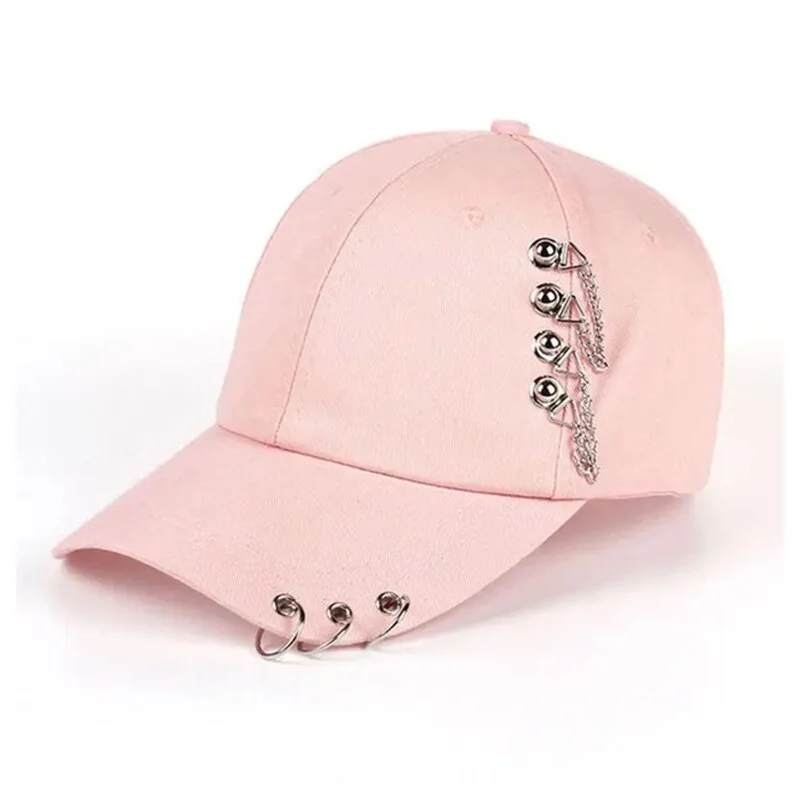 baseball hat gang pride -  Edgy Baseball Cap with Metal Ring Accents – Fushia