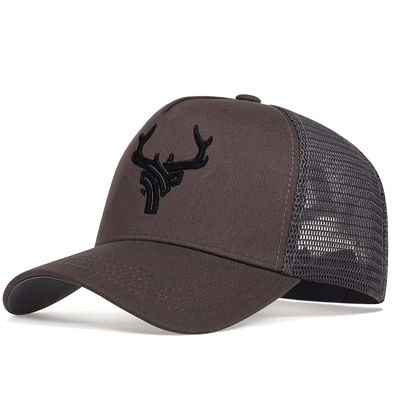 baseball hat embroidered logo -  Embroidered Deer Trucker Hat  - Fushia