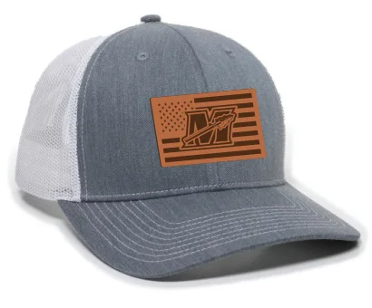 baseball hat trail blaze -  Gray & White Patch Flag Trucker Cap