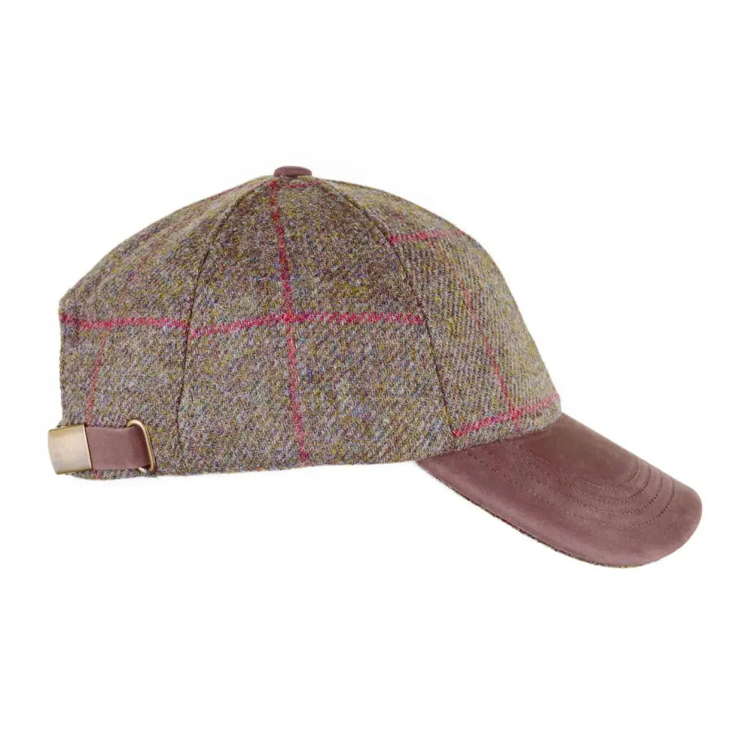 baseball hat shelf worthy -  Heather Tyndrum British Tweed Leather Peak Baseball Cap