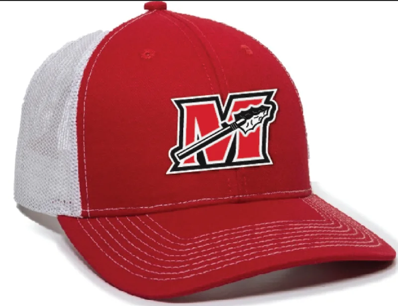 baseball hat name drop -  Red & White Warrior Low Pro Trucker Cap