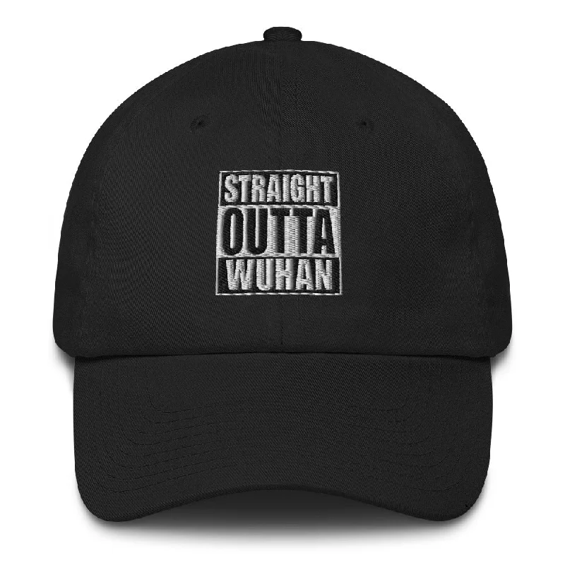 baseball hat handmade craft -  Straight Outta Wuhan Baseball Black Cap (100% Made in the USA 🇺🇸)