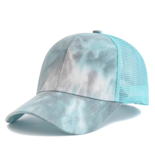 baseball hat season opener -  Vibrant Tie-Dye Ponytail Baseball Trucker Hat - Fushia™