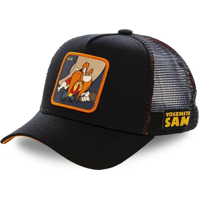 baseball hat fall ball -  Yosemite Sam Patch Trucker Hat- Fushia