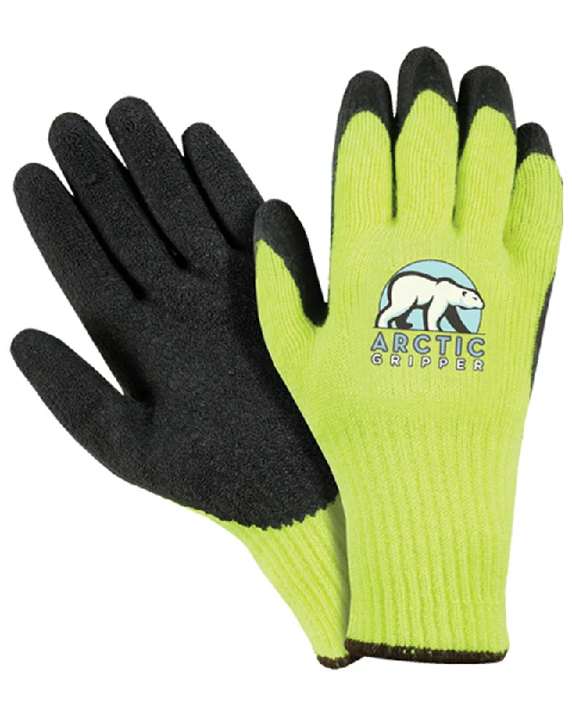 padded crafting gloves -  (12 Pairs) Arctic Gripper Flourescent Green Palm Coated Winter Gloves