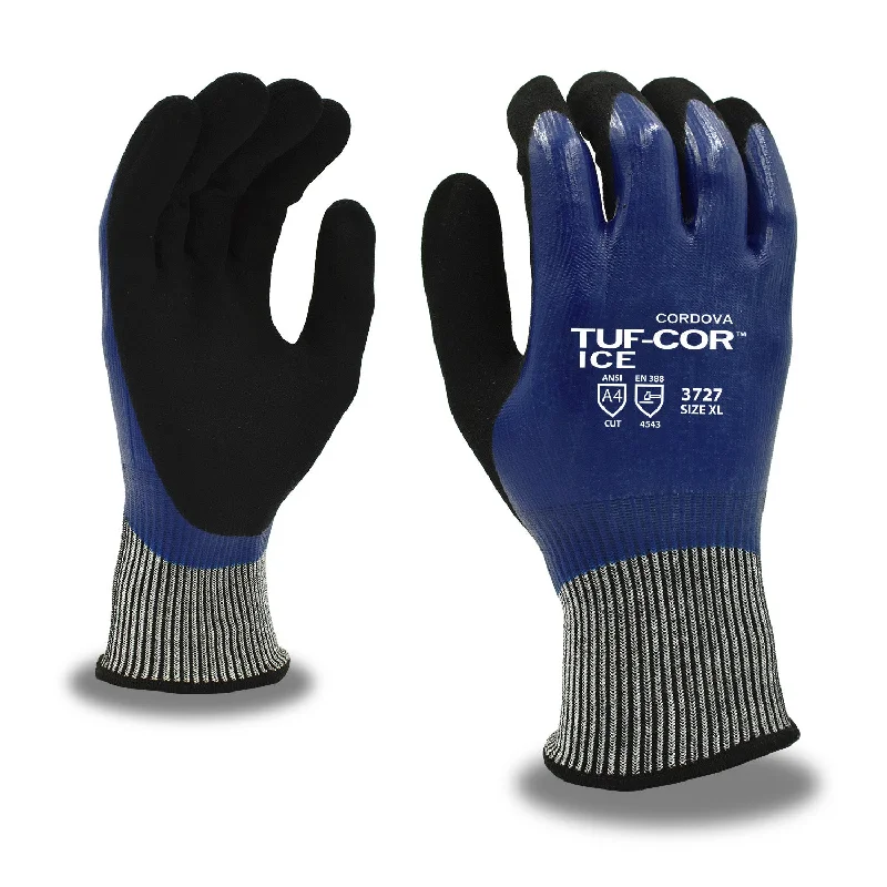 light drawing gloves -  (12 pairs) TUF-COR ICE™ Cold Weather A4 Cut Resistant Nitrile Palm Coated Gloves