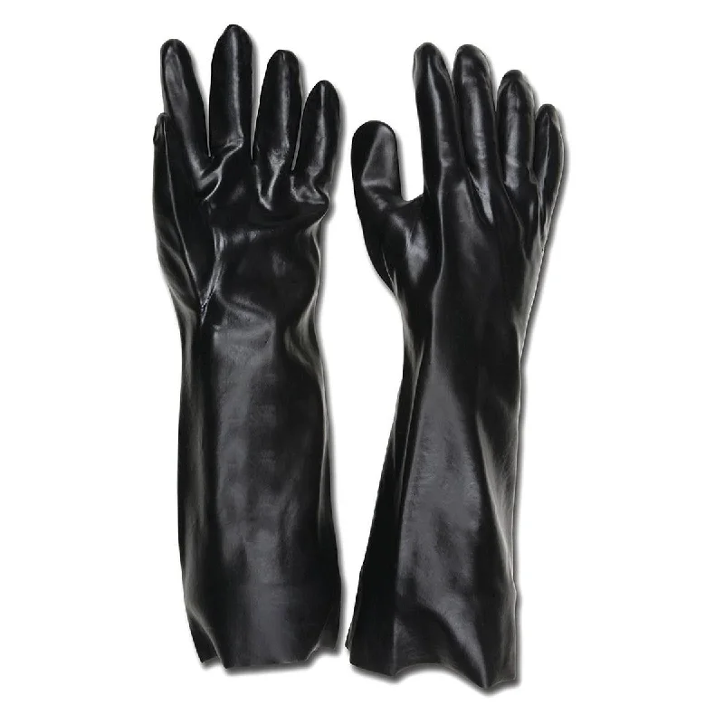 flexible glass gloves -  14" Smooth PVC Coated Black Gauntlet Cuff Gloves