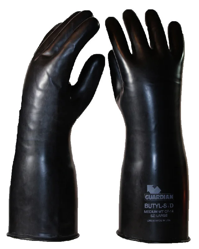 padded ceramic gloves -  14 Mil Guardian Smooth Butyl Chemical Resistant Gloves ($24.95/pair)