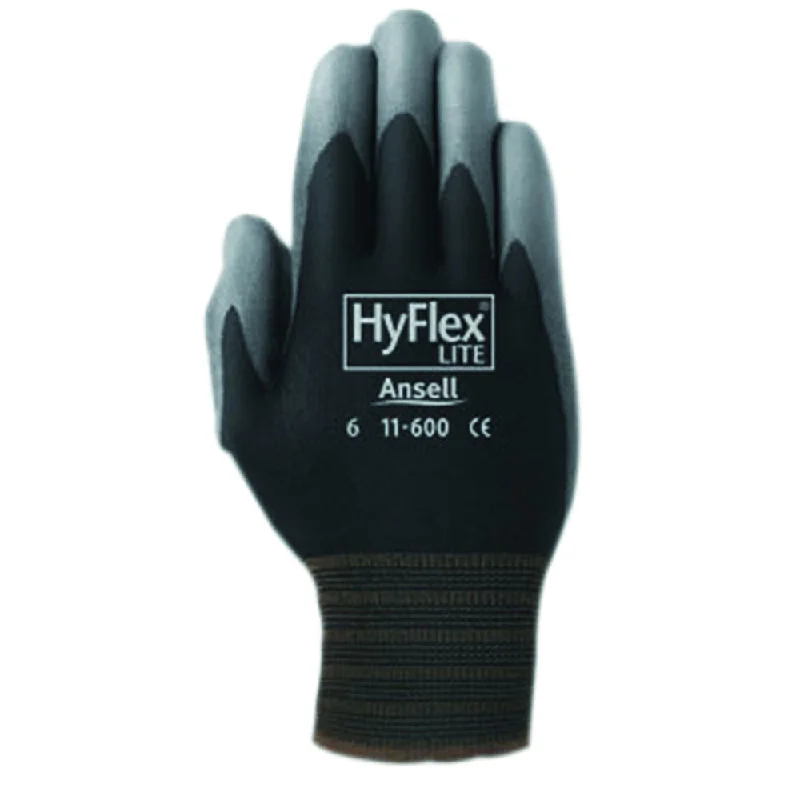 flexible formal gloves -  Ansell 205653 HyFlex Gloves, Size 9, Polyurethane-Coated, Black and Gray