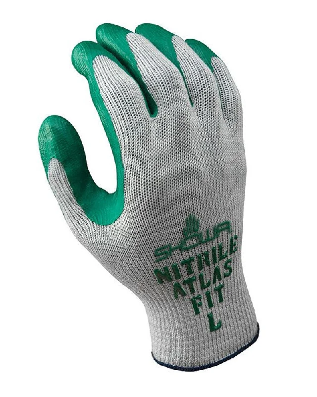 flexible bridal gloves -  (12 Pairs) Showa's Best Atlas Fit 350 Green Nitrile Coated Palm Gloves