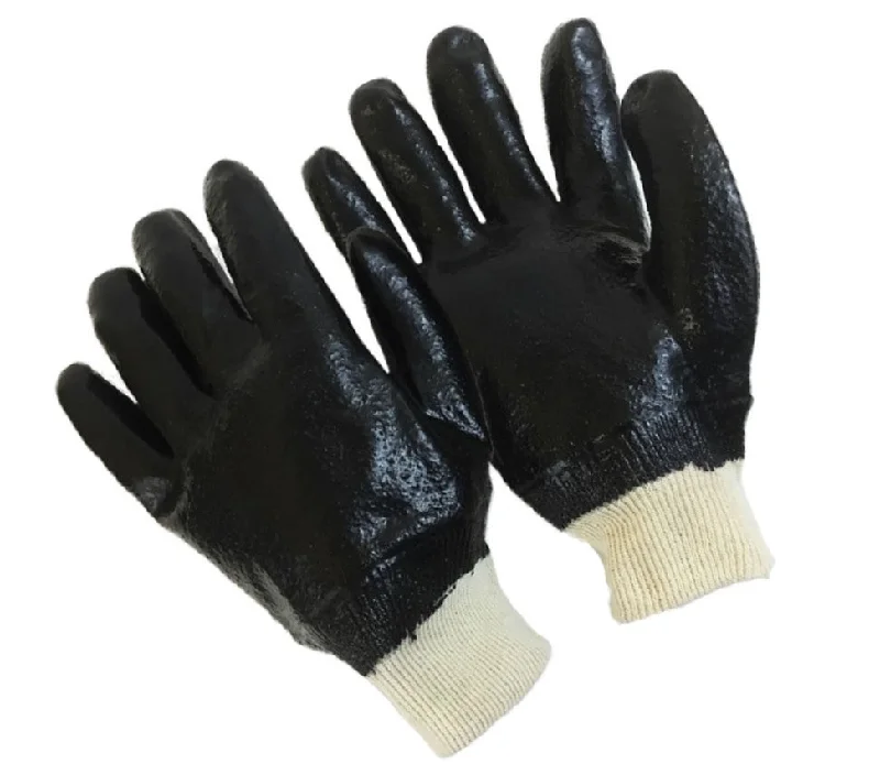 padded video gloves -  Black PVC Rough Coated Knitwrist Gloves