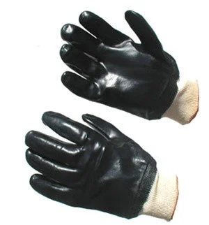 soft embroidery gloves -  Black PVC Smooth Coated Gloves Knitwrist