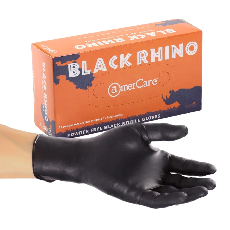 non-slip party gloves -  Black Rhino Powder Free Nitrile Gloves, Case of 1,000 (XXL: 900)