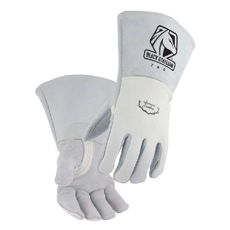 durable groom gloves -  Black Stallion 750L Pearl White Elkskin Stick Welding Gloves with Nomex Lined Back, Large