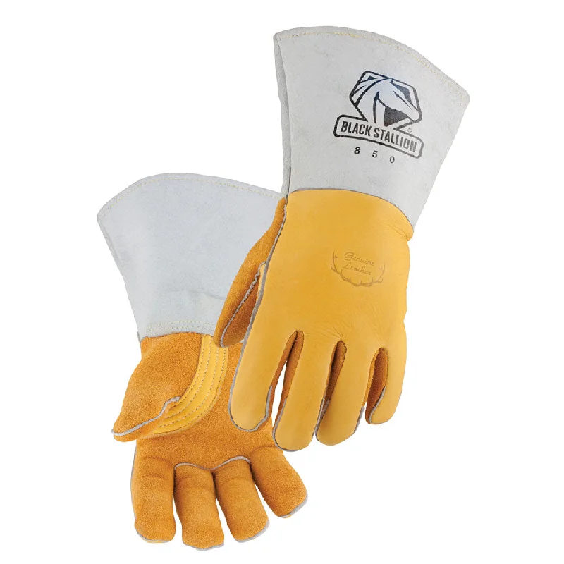 flexible festival gloves -  Black Stallion 850S Premium Grain Elkskin Stick Welding Gloves with Nomex Lined Back, Small