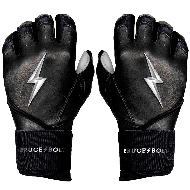 breathable filming gloves -  PREMIUM PRO CHROME Series Long Cuff Batting Gloves | BLACK