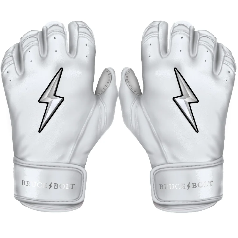 non-slip costume gloves -  PREMIUM PRO CHROME Series Short Cuff Batting Gloves | WHITE