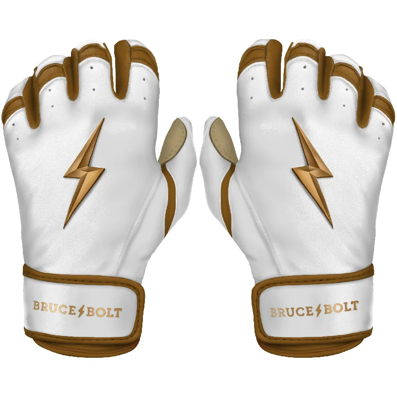 light wedding gloves -  PREMIUM PRO GOLD Series Short Cuff Batting Gloves - Gold WHITE