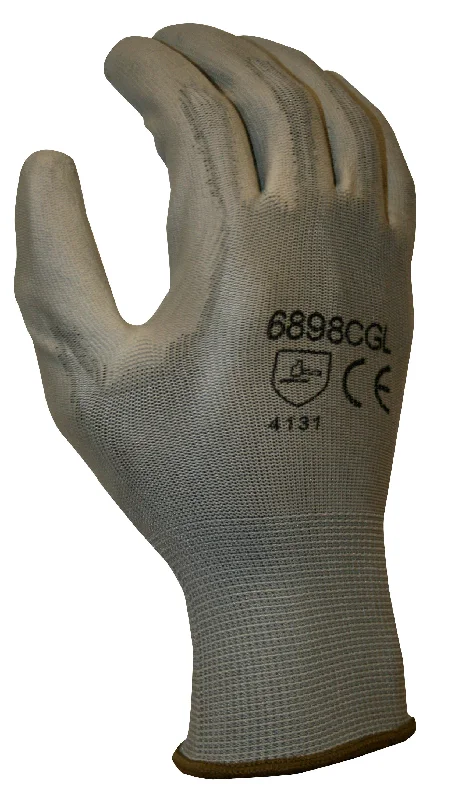 non-slip beading gloves -  (12 pairs) Lightweight Polyurethane Gray Palm Coated Gloves w/ Gray Polyester Shell