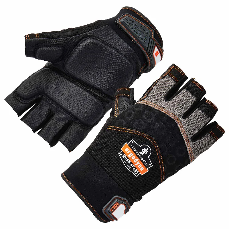 soft embroidery gloves -  Ergodyne 17692 900 S Black Half-Finger Impact Gloves