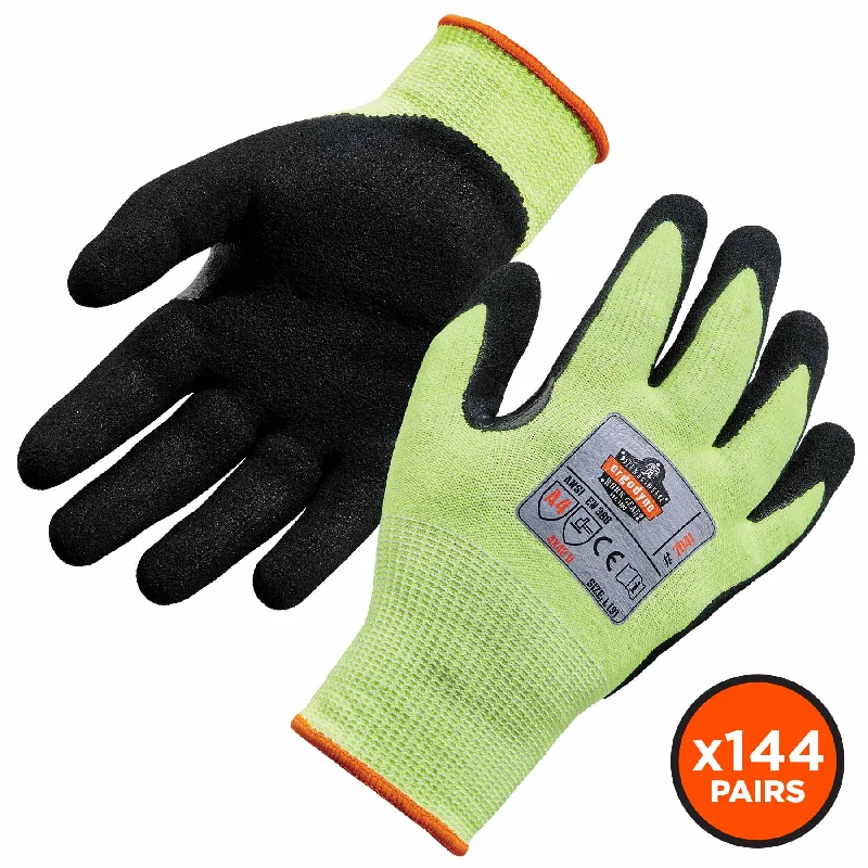 soft festival gloves -  Ergodyne 17822 7041-CASE S Lime ANSI A4 Nitrile-Coated CR Gloves 144-Pair