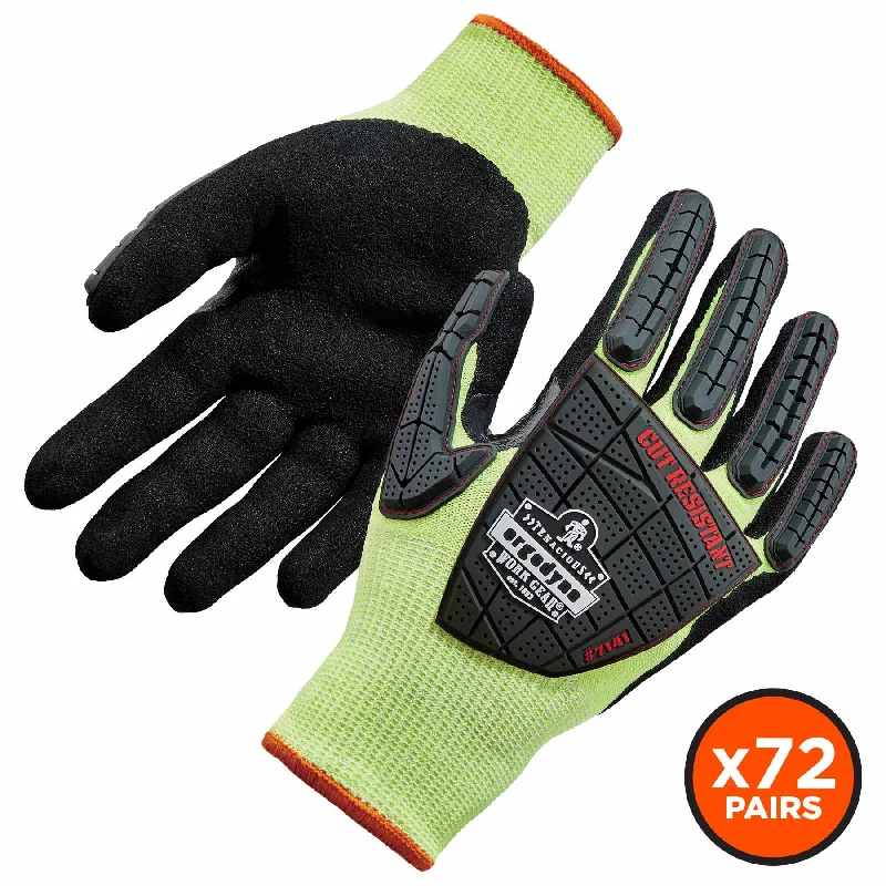 non-slip crafting gloves -  Ergodyne 17832 7141-CASE S Lime ANSI A4 DIR Nitrile-Coated CR Gloves 72-Pair