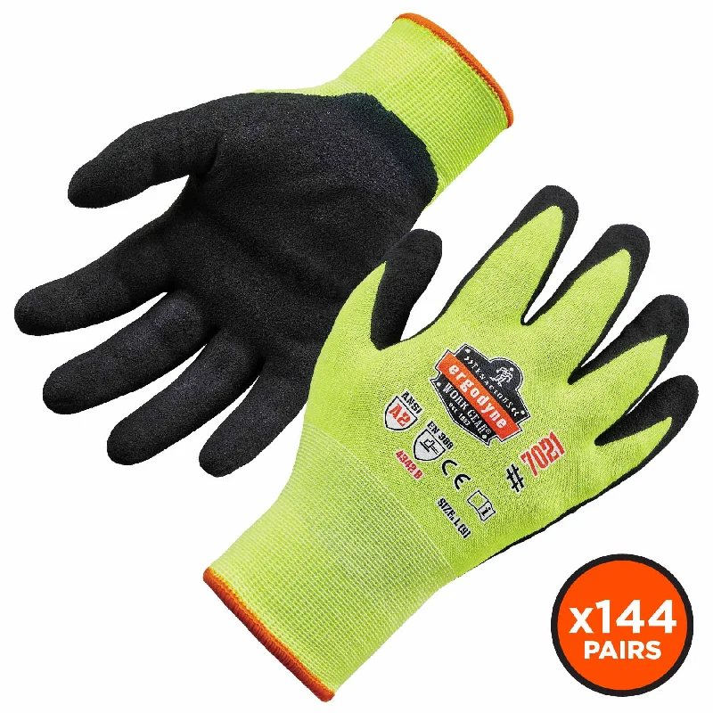 flexible photography gloves -  Ergodyne 17862 7021-CASE S Lime ANSI A2 Nitrile-Coated CR Gloves - WSX 144-Pair