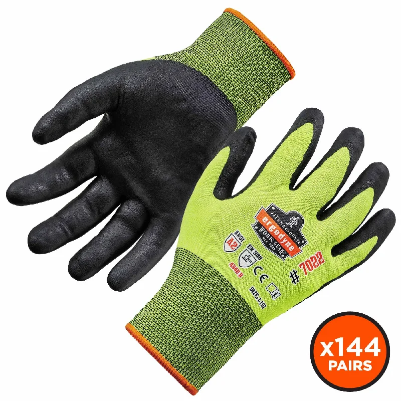 breathable painting gloves -  Ergodyne 17872 7022-CASE S Lime ANSI A2 Nitrile-Coated CR Gloves - DSX 144-Pair