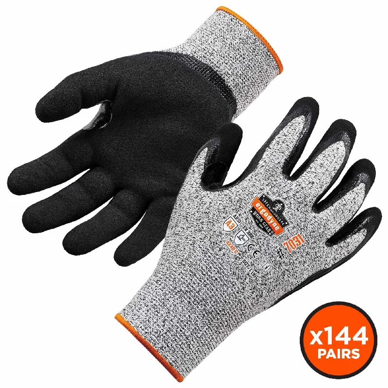 non-slip beading gloves -  Ergodyne 17882 7031-CASE S Gray ANSI A3 Nitrile-Coated CR Gloves 144-Pair