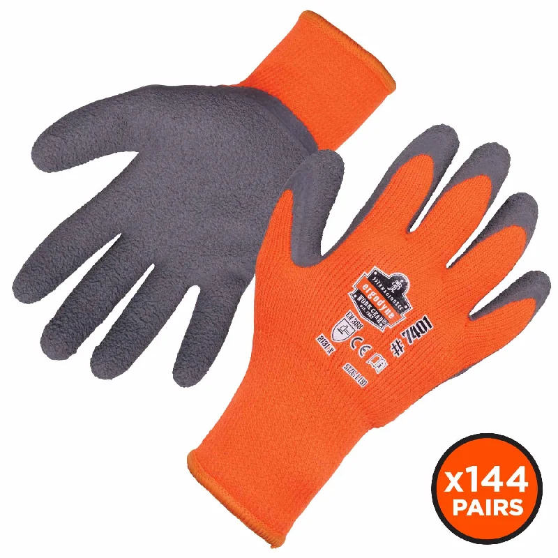 breathable calligraphy gloves -  Ergodyne 17894 7401-CASE L Orange Coated Lightweight Winter Gloves 144-Pair