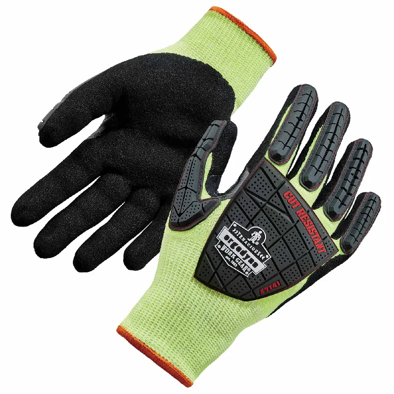 non-slip sketching gloves -  Ergodyne 17912 7141 S Lime ANSI A4 DIR Nitrile-Coated CR Gloves