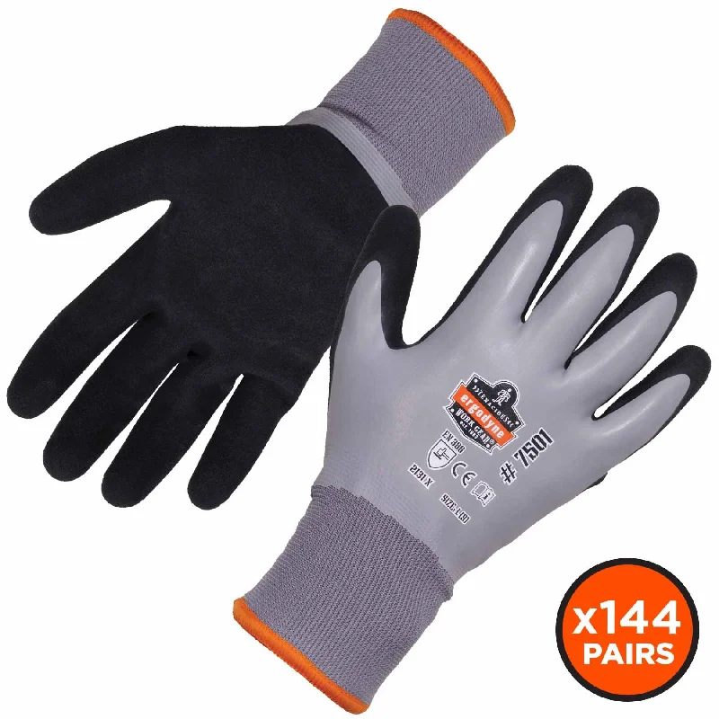 breathable drawing gloves -  Ergodyne 17932 7501-CASE S Gray Coated Waterproof Winter Gloves 144-Pair