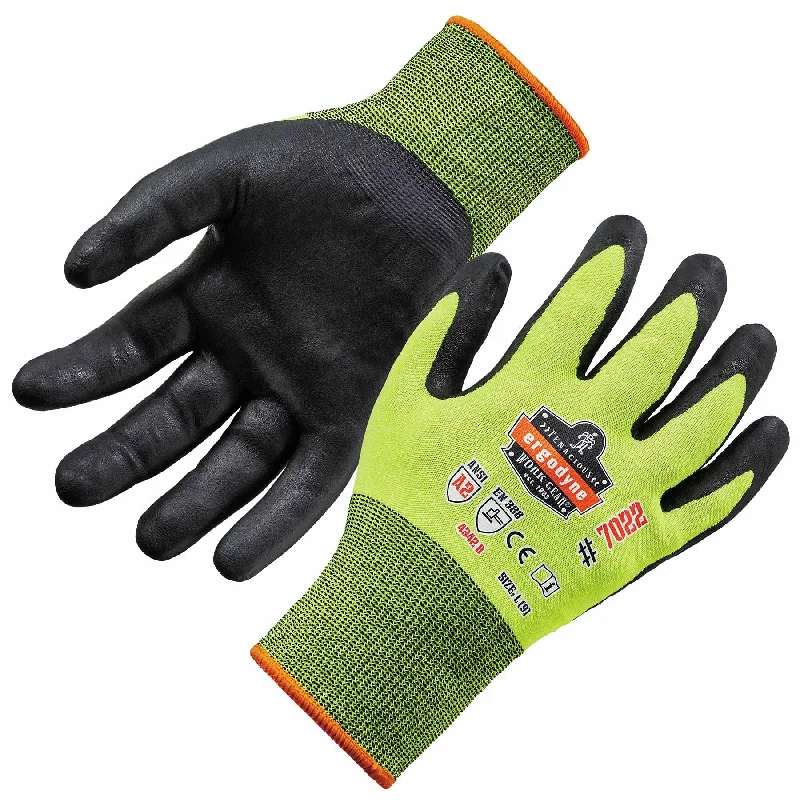 non-slip sketching gloves -  Ergodyne 17972 7022 S Lime ANSI A2 Nitrile-Coated CR Gloves - DSX