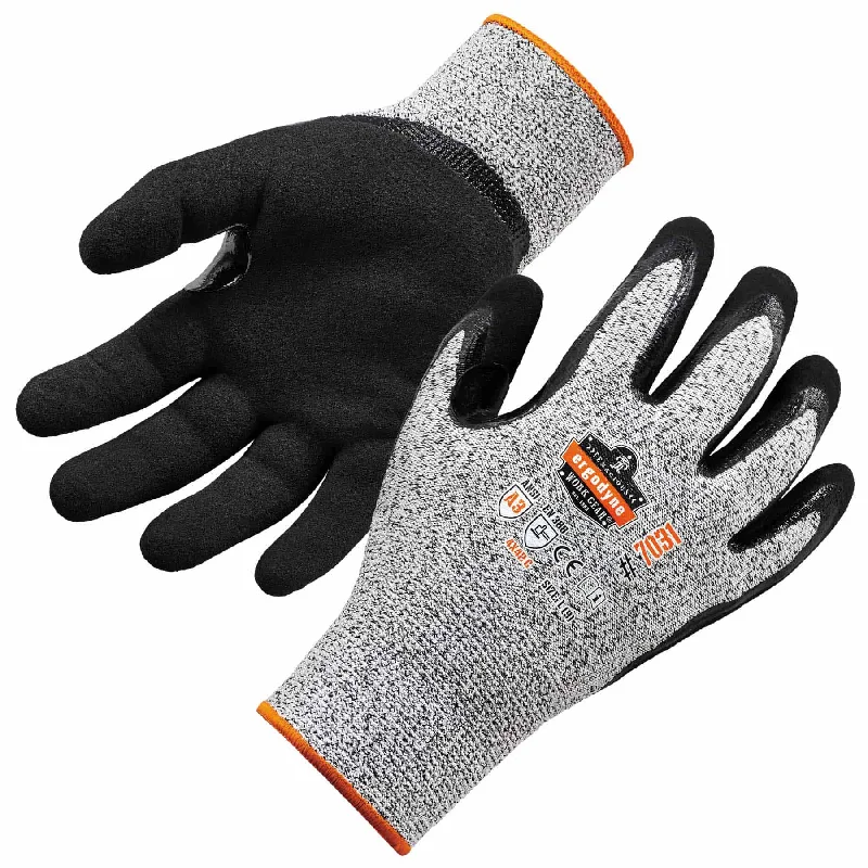 light glass gloves -  Ergodyne 17982 7031 S Gray ANSI A3 Nitrile-Coated CR Gloves