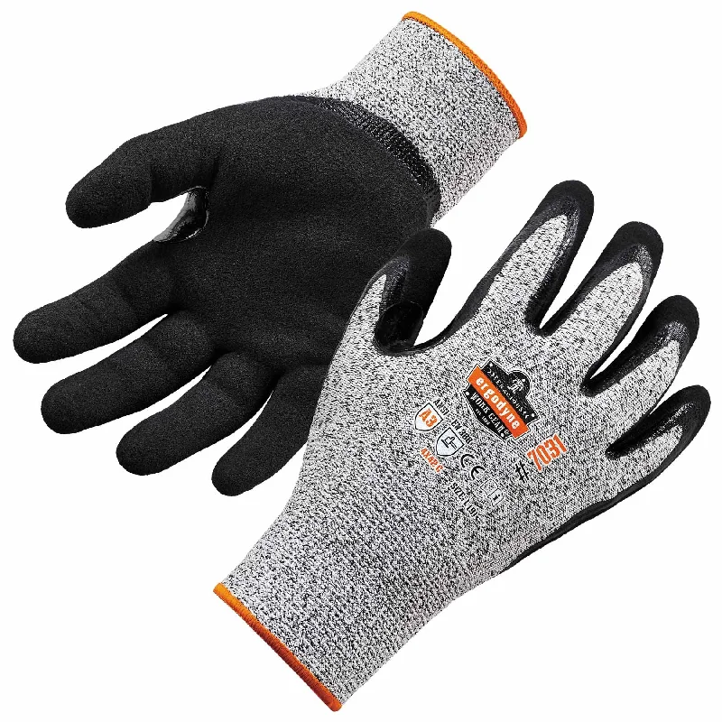 padded metalworking gloves -  Ergodyne 17983 7031 M Gray ANSI A3 Nitrile-Coated CR Gloves