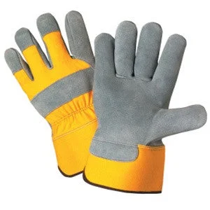 light knitting gloves -  (6 Dz/Case) High Vis Yellow Heavy Duty Premium Leather Palm Safety Cuff Gloves