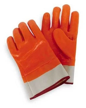 durable sewing gloves -  Hi VIs Orange Insulated Double Dipped PVC Safety Cuff Gloves