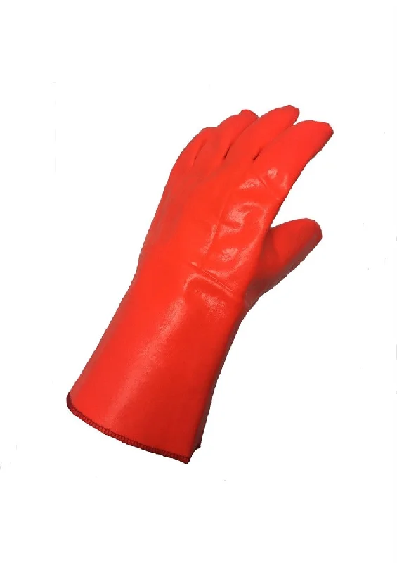 waterproof glass gloves -  Hi Vis Orange PVC 12" Open Cuff Winter Work Gloves