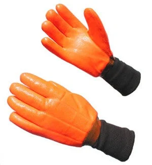 light beading gloves -  Hi Vis Orange Insulated Double Dipped PVC Knitwrist Winter Work Gloves