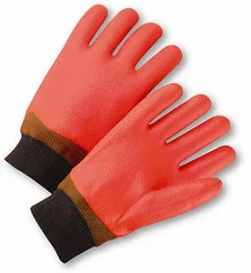 light drawing gloves -  Orange Rough Finish PVC Knitwrist Gloves